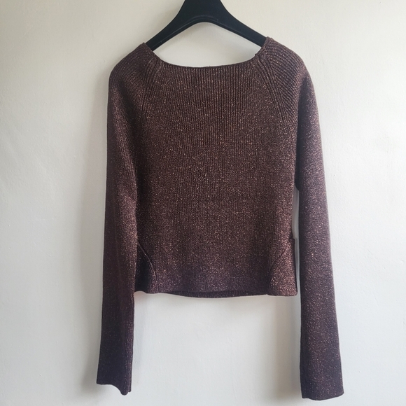 New Staud Cerro Metallic Brown Sweater Top Size Large - Picture 13 of 16